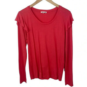 Sundry Ruffle Shoulder  Long Sleeve Tshirt